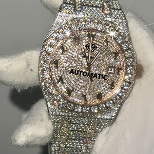 Vượt Qua Kiểm Tra 40Mm Moissanite Xem Hip Hop Bust Xuống Sliver Rose Gold Xem Đồng Hồ Cơ Khí Cho Nam Giới - Product Image 1