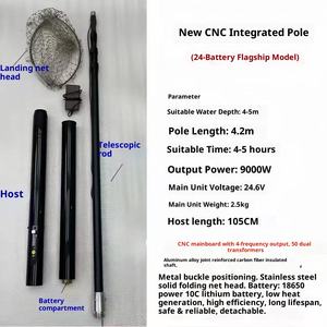 Rete a mano pieghevole portatile ultraleggera in alluminio da <span class=keywords><strong>4</strong></span>.2 <span class=keywords><strong>metri</strong></span> 5000/9000 watt elettrica automatica retrattile da <span class=keywords><strong>pesca</strong></span> Netscoop nero - Product Image 6