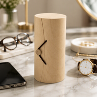 Boîte cylindrique en placage de peau de bouleau naturelle, faite à la main, pour biscuits, thé, lunettes, téléphone, bijoux, montres, emballage de rangement