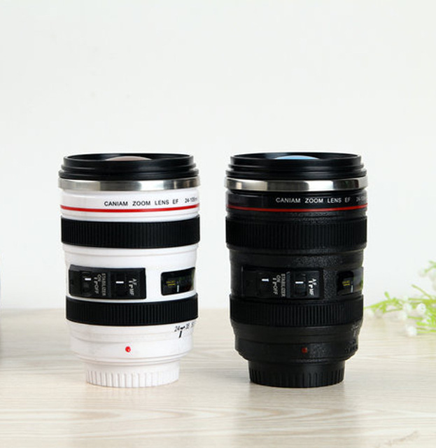 400ml Insulate Vacuum Camera Lens Stainless Steel Coffee Mug with Lid for Beer Tea Wine Travel Tumbler Cup for Parties and Gifts