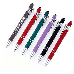 Stylo bille promotionnel LC679 personnalisé avec logo imprimé, en plastique caoutchouté, idéal pour hôtels, cadeau publicitaire avec logo sur mesure - Product Image 1