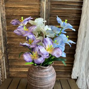 Bouquet de fleurs artificielles en soie imprimées en 3D, tulipes à cinq têtes, pour mariage, décoration intérieure, ornements de salon - Product Image 2