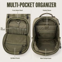 Tas Ransel Taktis Olive Laser-Cut MOLLE Daypack Multi Kantong Tas Sekolah Ransel untuk Perjalanan Luar Ruangan Hiking