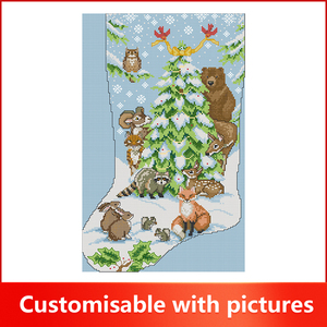 NKF Ours Bas <span class=keywords><strong>de</strong></span> Noël Motif Imprimé Point <span class=keywords><strong>de</strong></span> Croix Kits Décoration Maison Broderie Sets <span class=keywords><strong>Crochet</strong></span> Kit - Product Image 2