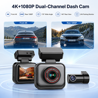 Caméra embarquée pour voiture avec 2 canaux : 4K avant et 1080P arrière, prise en charge de la connexion Wifi via application