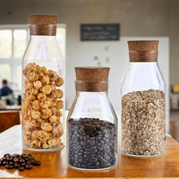 Bocal de conservation alimentaire rond en verre borosilicate résistant pour biberons, avec couvercle en liège, fait main, pour jus de fruits