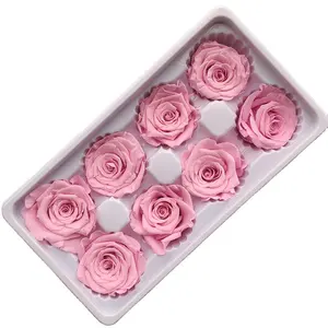 संरक्षित गुलाब सिर फूल 8Pcs/बॉक्स संरक्षित फूल 4-5CM संरक्षित गुलाब वैलेंटाइन्स दिवस उपहार अमर गुलाब