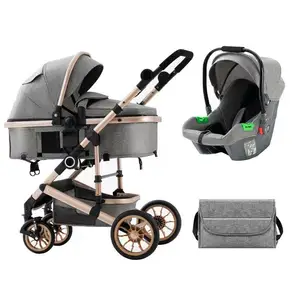 3 en 1 High View Cochecito infantil Sistema de viaje High Landscape Cochecito de bebé con asiento de coche