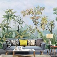 Papel Tapiz de Jardín Estilo Selva Tropical, el Más Vendido en Europa, Mural Decorativo de Pared con Panel 3D Personalizable
