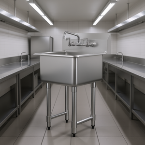 Commercial Single Bowl <b>Kitchen</b> Sink 18 X 41 Inch Stainless Steel <b>Free</b> <b>Standing</b> NSF Certified Prep Station - Product Image 2