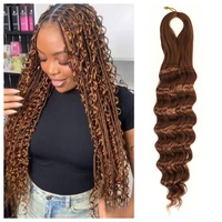 Extensions de cheveux synthétiques à tresser de 20 pouces, type Luna Curl Deep Wave, teintes, en fibre haute température, pour tresses au crochet