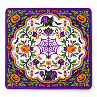 Tapete de Juego de Mahjong Americano Personalizado para Halloween, 80x80cm, Tela Suave con Base de Goma Antideslizante, para 4 Jugadores, OEM, ODM, Venta al Por Mayor