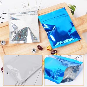 En stock: Bolsa de plástico pequeña con cierre hermético de aluminio holográfico negro, metálica, a prueba de olores, con sellado de 3 lados y cierre ziplock. - Product Image 6