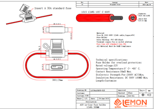 Настраиваемый водонепроницаемый средний автомобильный Встроенный держатель предохранителя для линейного лезвия 30А предохранитель 12AWG красный провод предохранители Компоненты - Product Image 4
