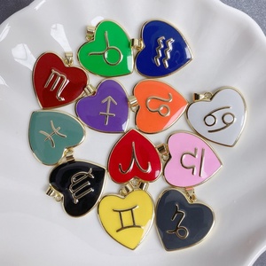 Bijoux <span class=keywords><strong>Horoscope</strong></span> 12 signes pour filles, collier, chaîne avec pendentifs en laiton plaqué or et émail, haute qualité, pour dames, pièces - Product Image 2