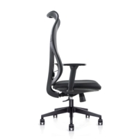Chaise de bureau moderne à dossier haut en maille, ergonomique, avec support lombaire réglable, accoudoirs réglables en hauteur, pivotante, avec structure en acier