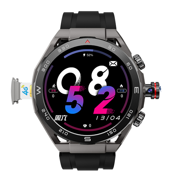 HW18 Call 2 Smartwatch Amoled Display Round Screen SOS GPS Location Rotating Camera Video Call WiFi 4G Smart Watch with Sim Card