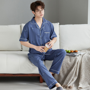 Nuova Collezione Primavera: <span class=keywords><strong>Pigiama</strong></span> e Abbigliamento da Casa da <span class=keywords><strong>Uomo</strong></span> di Alta Gamma con Stampa Vintage a Lettere, Set con Top a Maniche Corte e Pantaloni Lunghi - Product Image 6