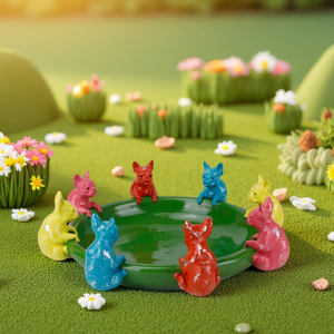 Redeco creativo <span class=keywords><strong>Bulldog</strong></span> <span class=keywords><strong>francese</strong></span> a forma di coniglio uccello da giardino piatto colorato in resina alimentatore animale <span class=keywords><strong>per</strong></span> forniture da giardino - Product Image 2