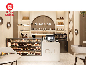 Luxury Sweets Bubble Tea Shop Interior Design Wooden <b>LED</b> Customized Eco-Friendly Cafe Shop Furniture Coffee Shop Bar Counter - Product Image 1