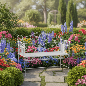 2027 White Color High Quality Modern Metal Boy Girl Sitting Patio <strong>Bench</strong> Outdoor Antique Metal <strong>Garden</strong> Backyard <strong>Bench</strong> for Sale - Product Image 5