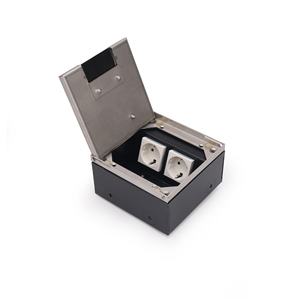 Boîte de sortie au sol avec couvercle encastré, prise électrique et finition en acier inoxydable brossé - Product Image 3