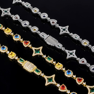 Collar de Cadena con Piedras Preciosas Coloridas para Mujer, Chapado en Oro de 18K, con Circonitas de Colores, Motivo Geométrico, Estilo Hip Hop - Product Image 4