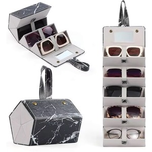 Étui de voyage gratuit pour lunettes de soleil, 4/5 compartiments, étui à lunettes pour plusieurs paires, étui de rangement en cuir pour femmes et hommes - Product Image 1