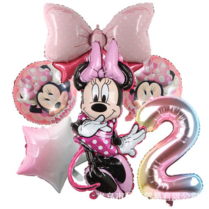 Noeud papillon rose et bleu Mickey Mouse agitant la main Minnie Mickey grand <span class=keywords><strong>nombre</strong></span> anniversaire <span class=keywords><strong>film</strong></span> aluminium ensemble de ballons - Product Image 3