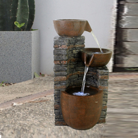 Fuente de Agua Decorativa de Resina de Diseño Creativo de 40 cm de Alto con Cascada, para Interiores/Exteriores, con Luz LED para Adornos de Jardín