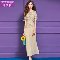 Robe longue élégante et sophistiquée FMY65760 pour l'été, style cintré à la taille avec des paillettes, robe d'été pour femmes