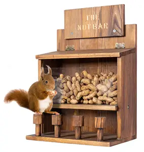 Durable Cute Hanging Mini Tables Squirrel Feeder Table The Nut Bar Wooden Squirrel Picnic Table Feeder wooden decor outdoor