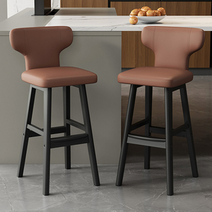 Tabouret de bar moderne en <span class=keywords><strong>bois</strong></span> massif de style minimaliste chaise haute de luxe pour maison île réception caissier sans barrière - Product Image 1