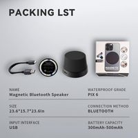 Altavoz Magnético Portátil Inalámbrico BT 5.3 IPX6 a Prueba de Agua para Ducha, con Bajos Potentes, Soporte para Teléfono Celular, para Exteriores, con Batería, Ideal para Regalo