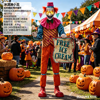 Payaso Animado de Helado para Halloween, con Movimiento, Ojos Iluminados y Sonido de Terror, para Decoración de Carnavales y Parques Temáticos