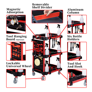 Venta caliente de peluquería almacenamiento rodante plataforma de <span class=keywords><strong>3</strong></span> capas mano herramienta de plástico carro taller carro RUEDA DE ACERO INOXIDABLE - Product Image 4