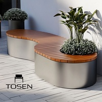 Chaises de parc extérieures modernes et créatives, bancs en acier inoxydable de forme unique, sièges paysagers, chaises pour l'ombrage des arbres et des piscines