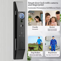 Serrure de porte intelligente à reconnaissance faciale 3D Tuya WiFi avec verrouillage automatique par veine palmaire et sonnette vidéo HD pour la maison