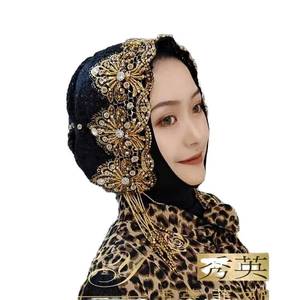 YASEEN Latest African Headscarf with Pearls and Crystals, Wholesale Muslim Women's Ethnic <b>Hat</b> <b>for</b> <b>Weddings</b> - Product Image 4