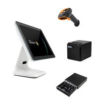 Terminal Punto de Venta de Pantalla Única de 15.6 Pulgadas con Windows 10, Caja Registradora Táctil con Impresora para Restaurante, Supermercado y Comercio Minorista