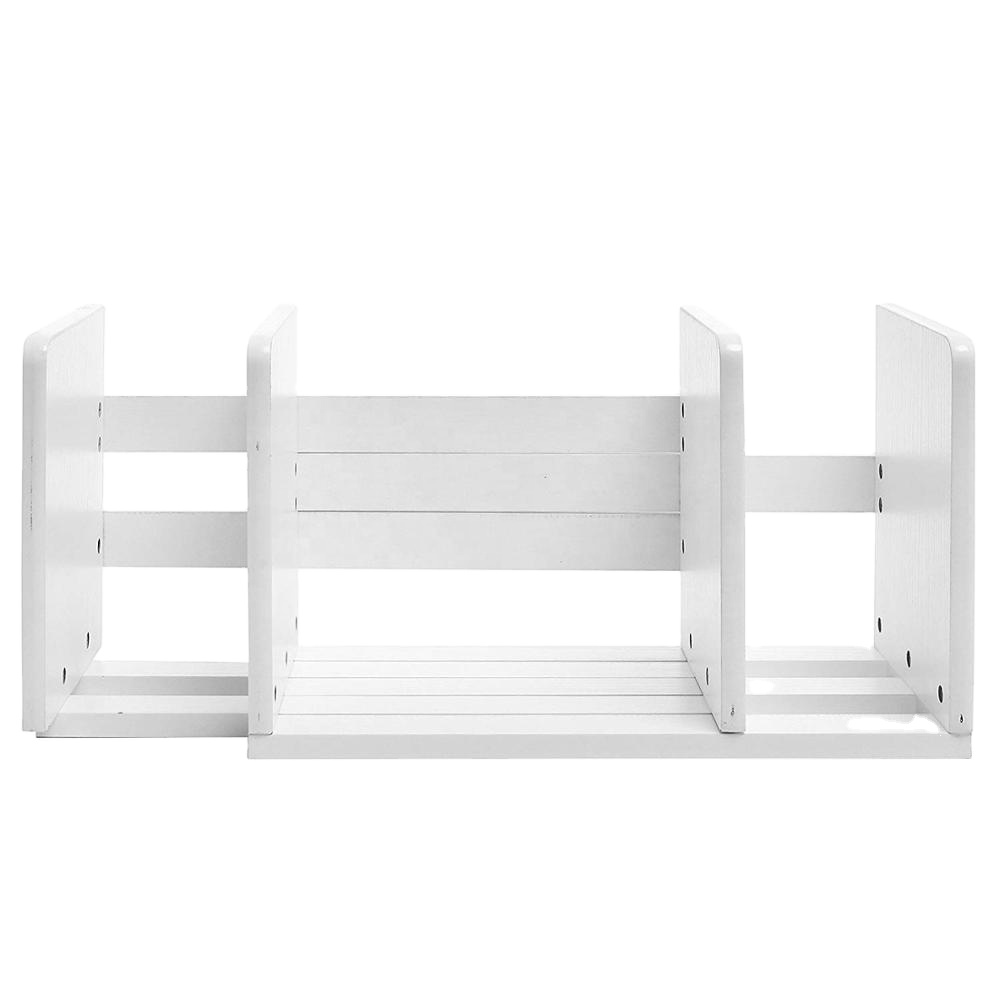 Natural Bamboo Adjustable Bookcase Book Shelves BooK Rack Storage Shelf Rack White