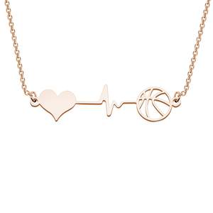 2024 argent or rose coeur sport cadeau fille femmes breloques personnalisées en acier inoxydable bijoux pendentif basket-ball collier - Product Image 1