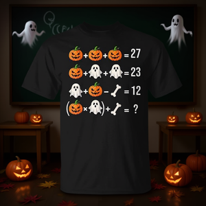 Camiseta con diseño divertido de Meme Pumpkin Ghost Math Teacher, disfraz de Halloween, camiseta unisex para adultos - Product Image 3