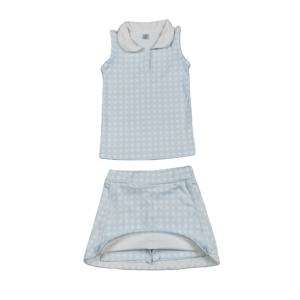 GSD3375  RTS tenue active pour fille, imprimé à carreaux bleus, vêtements pour enfants en gros, tenue de yoga pour fille, ensemble de jupe athlétique pour enfant - Product Image 1