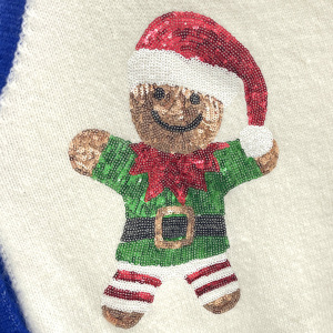 Phụ Nữ Của Màu Sắc Tương Phản Áo Len Giáng Sinh Phong Cách Sequin Thêu Thiết Kế Cardigan - Product Image 5