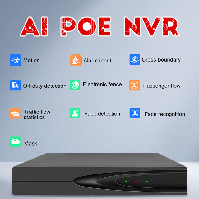 AI Detection 4K 4 Channel Facial Comparison PoE NVR Security Camera System OEM 8MP 10CH Plug and Play Network Video Recorder