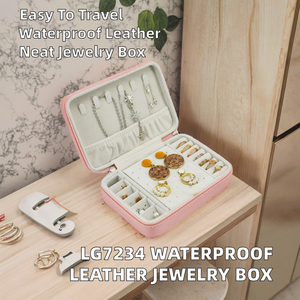 LG7234 Estuche de Joyería Rectangular de Cuero, Impermeable, para Viajes, para Anillos, Collares y Pendientes, Almacenamiento al por Mayor - Product Image 2