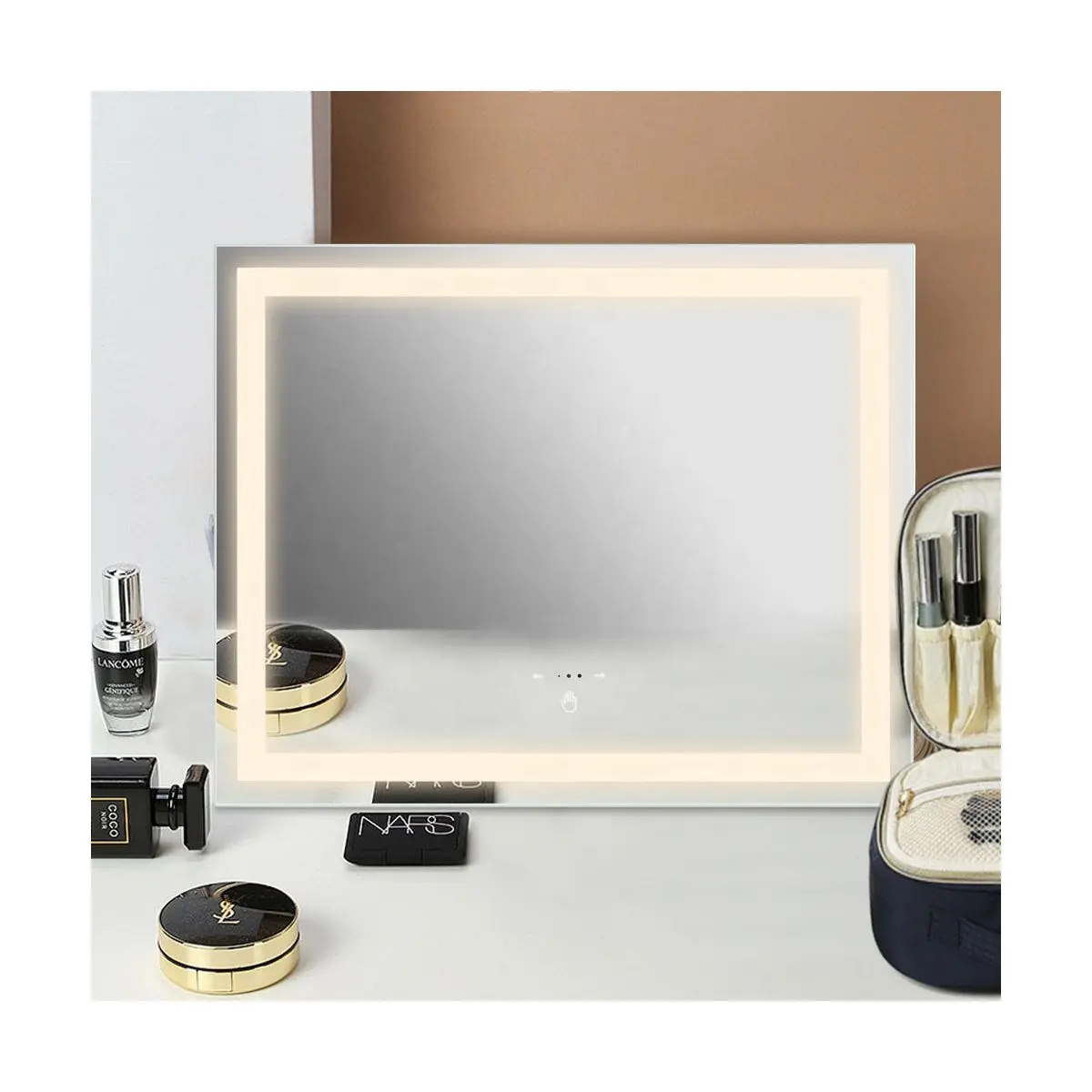 Cermin menyala riasan Hollywood 3 Mode, cermin rias dengan sensor gerakan yang dapat disesuaikan 58*46cm