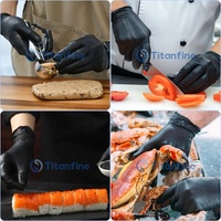Gants jetables en nitrile noir 5 mil, sans latex, sans poudre, texture lisse, non stériles, taille L, 100 unités