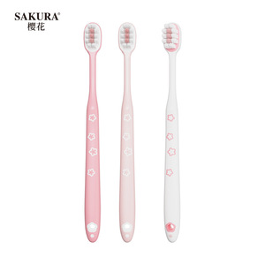 Cepillo de Dientes Sakura con Cerdas Suaves, Estilo Flor de Cerezo, Paquete de 3, Cepillo de Dientes Manual para Adultos - Product Image 5